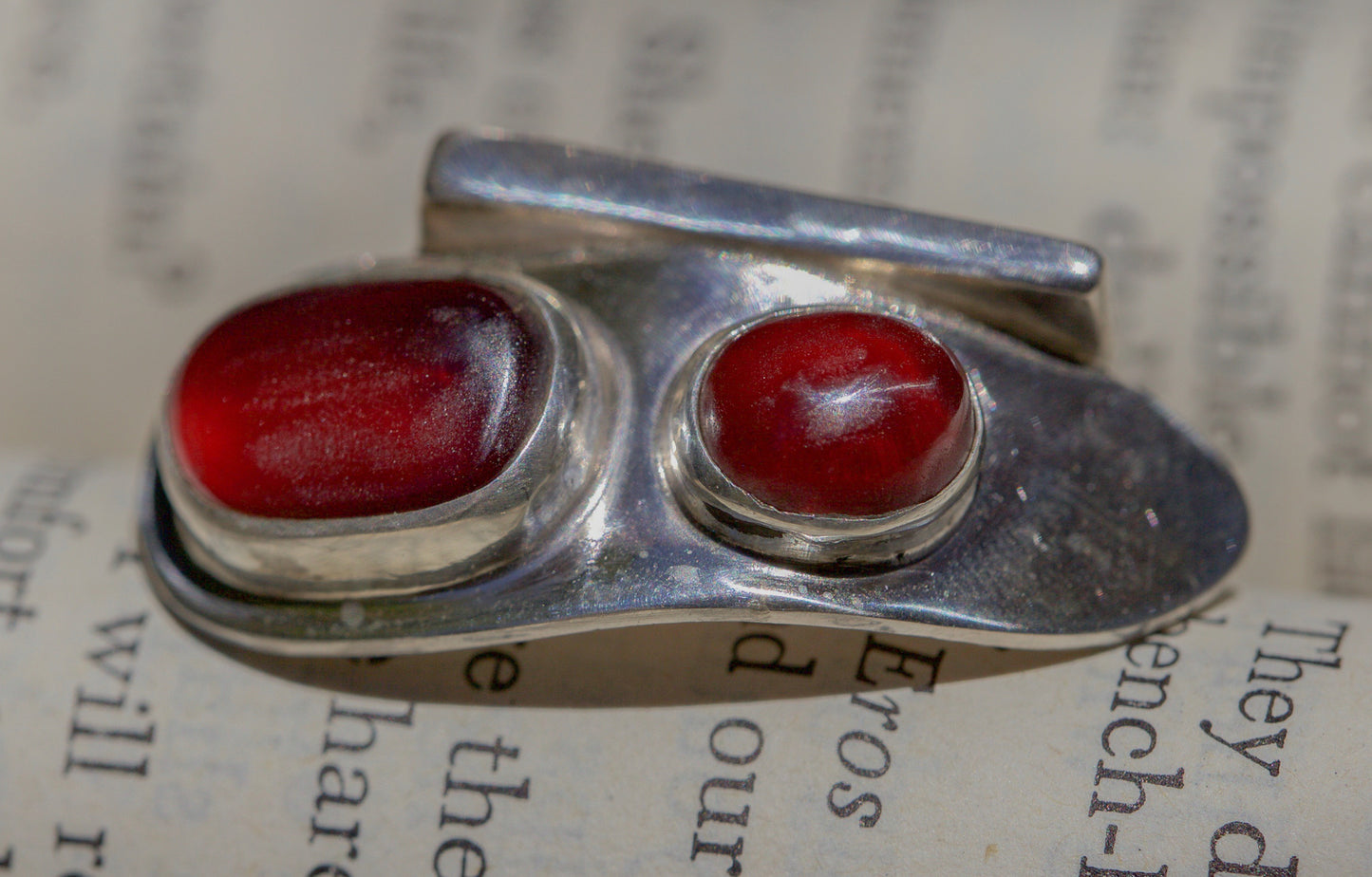 Deep Red Double Garnet Ring - Size 7