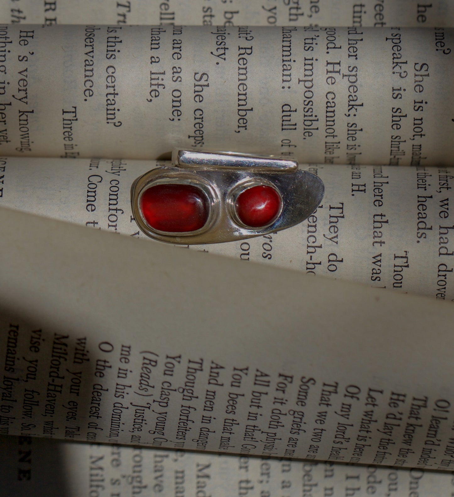 Deep Red Double Garnet Ring - Size 7