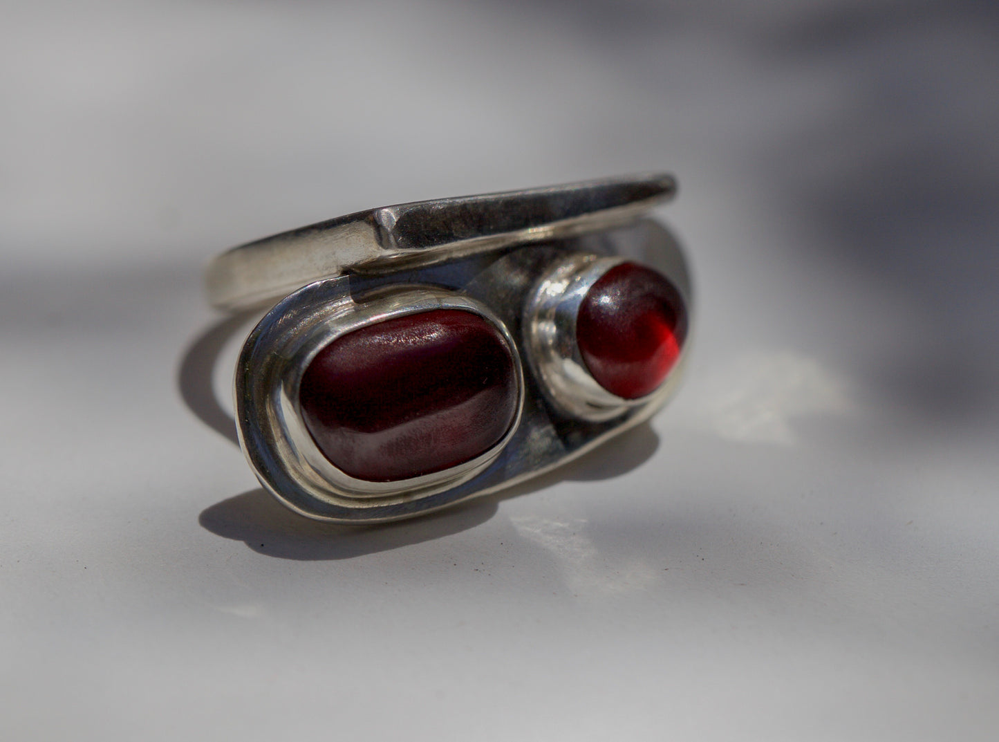 Deep Red Double Garnet Ring - Size 7