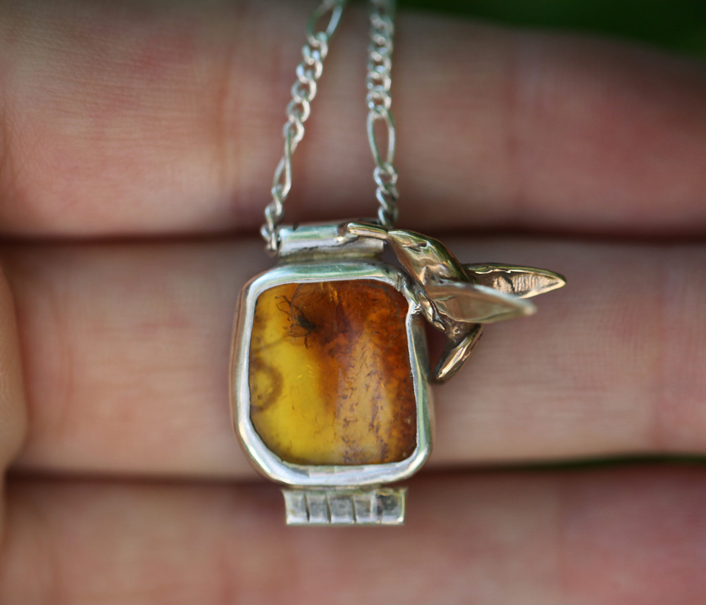 Amber Hummingbird Necklace