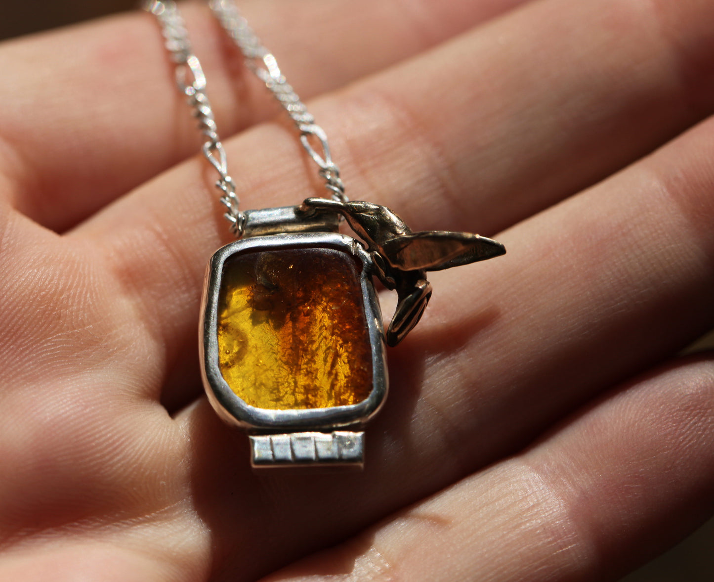 Amber Hummingbird Necklace